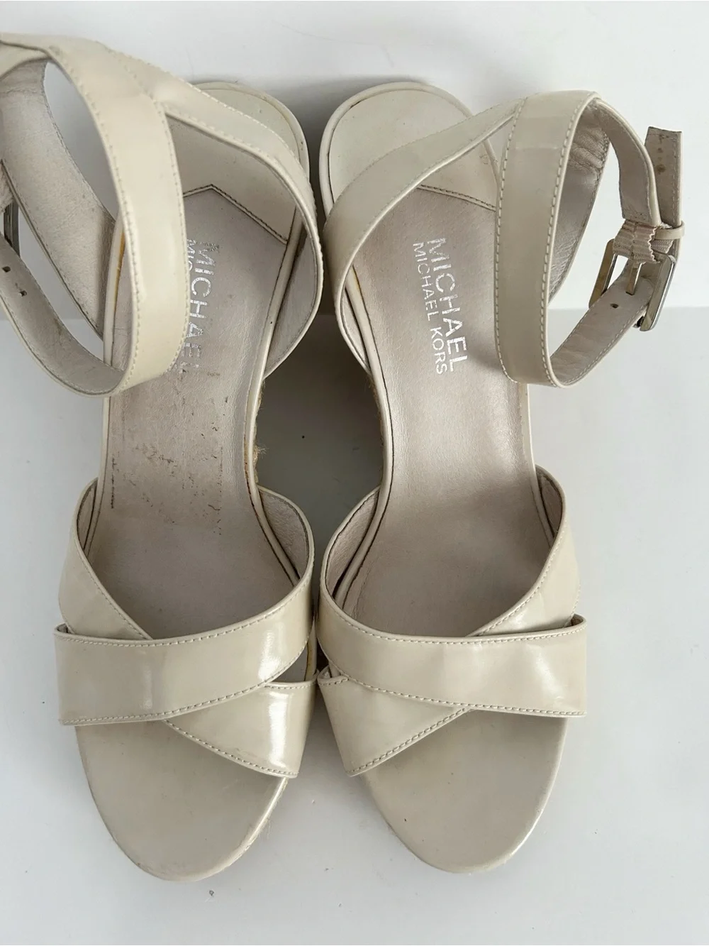 Muchael Kors Kami Leather Espadrille Wedge Sandsls Size 10